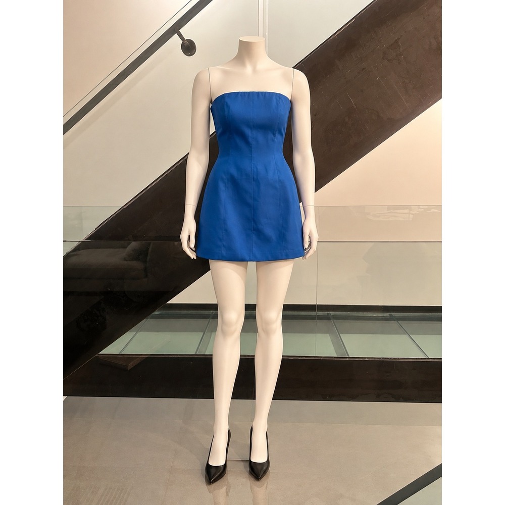 MESHKI Maci Crepe Mini Dress Cobalt Blue Strapless Bodycon Size S NWT